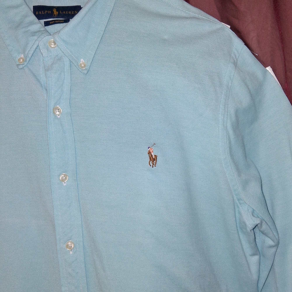 Ralph Lauren Knit Oxford Men SZ XL Light Blue Casual Button Down Shirt - Picture 7 of 15